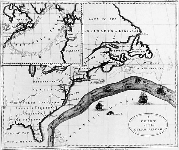 An early 19th century chart of the Gulf Stream according to the discoveries and writings of Benjamin Franklin
