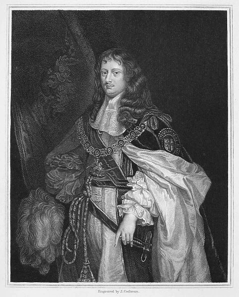 EDWARD MONTAGU (1625-1672). First Earl of Sandwich. Stipple engraving, English, 1830, after a painting by Sir Peter Lely