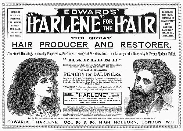 Edwards Harlene for the hair. English advertisement, 1897