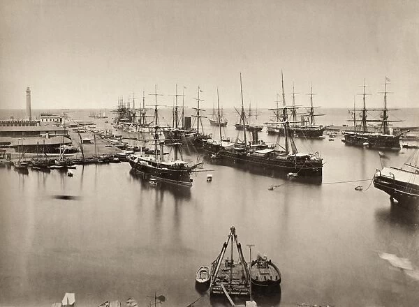 EGYPT: PORT SAID, 1882. Anglo-French fleet at Port Said, Egypt. Photographed 1882