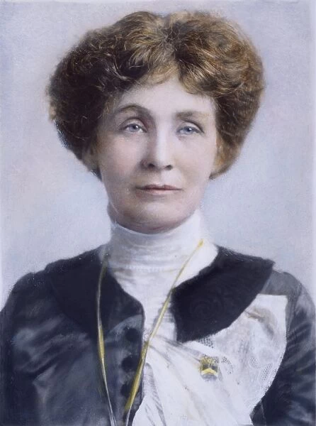 EMMELINE PANKHURST (1858-1928). English suffragist. Oil over a photograph