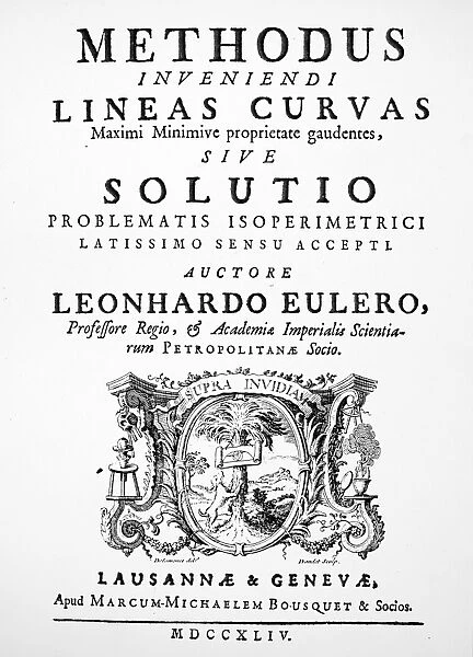 EULER: TITLE-PAGE, 1744. Titlepage of the first edition of Leonhard Eulers Methodus