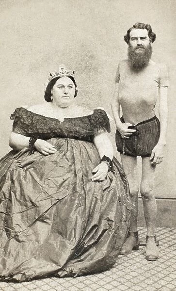 FAT LADY & THIN MAN. John (born 1832) and Hannah Battersby an American circus thin man