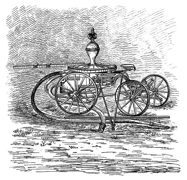 FIREFIGHTING, 1882. An American invention for a horse-powered fire engine and pump