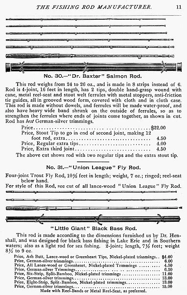 FISHING RODS, 1890. A page from Thomoas H