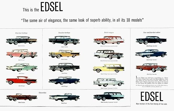 FORD AUTO  /  EDSEL AD, 1957. This Is the Edsel : advertisement for the Ford Companys ill-fated automobile line, from an American magazine of 1957