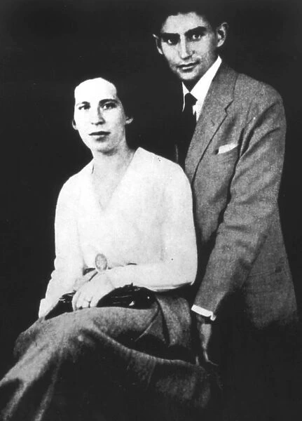 FRANZ KAFKA W  /  FIANCE. Kafka with his first fiance, Felice Bauer. Budapest, July 1917