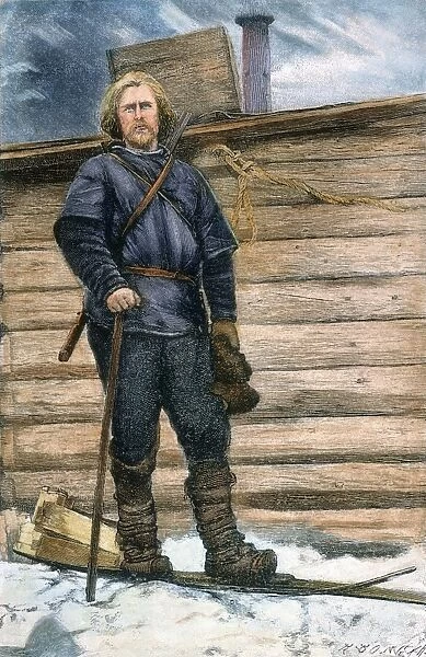 FRIDTJOF NANSEN (1861-1930). Norwegian explorer. On his return in 1896 from an expedition to Franz Josef Land, now Frantsa Iosifa Zemlya, Russia. Contermporary line engraving