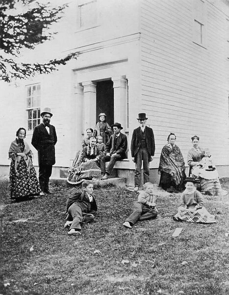 The Garfield and Rudolph Families, at the Rudolph Home in Hiram, Ohio. President James A. Garfield is standing second from left. Photographed c1881