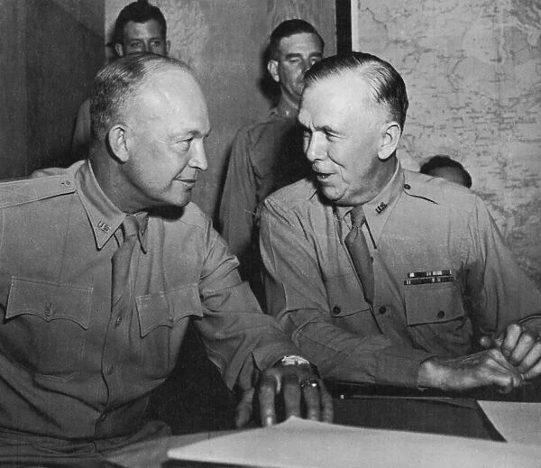 General Dwight D. Eisenhower in coversation with U. S. Army chief of staff George C. Marshall during World War II
