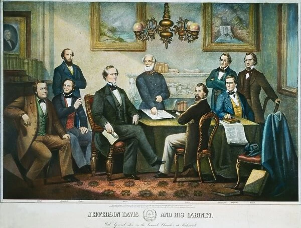 With General Lee in the council chamber in Richmond. Lithograph, c1866