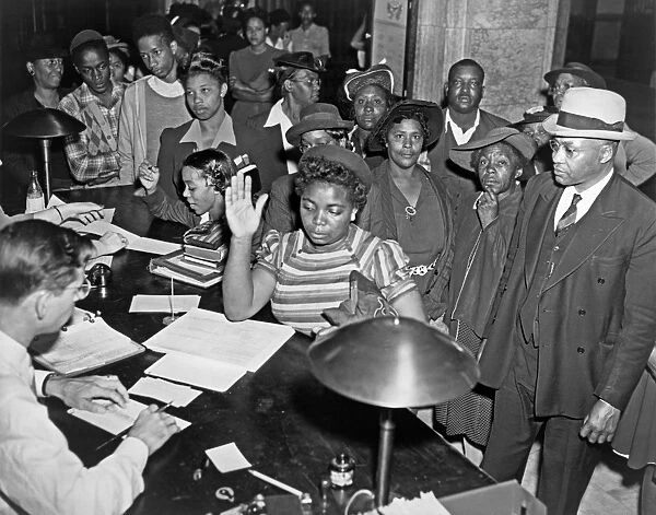 GEORGIA: VOTING, 1944. African-Americans waiting to register to vote for the Democratic