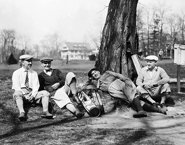 GOLFERS, c1926. American politicians waiting their turn on the golf course at the