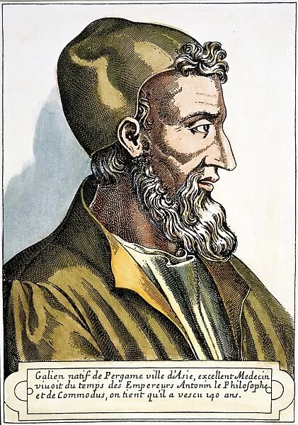 Greek physician. Line engraving, French, 16th century