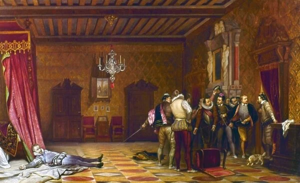 GUISE ASSASSINATION, 1588. The assassination of Henri I, Duke of Guise, by the