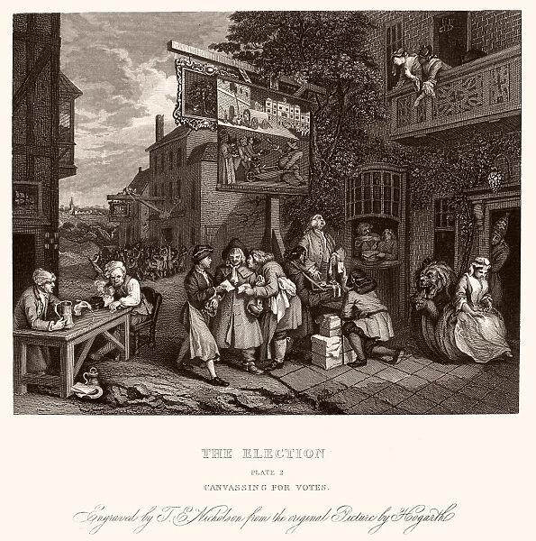 HOGARTH: ELECTION. Canvassing for Votes. Engraving after the etching by William Hogarth (1697-1764)