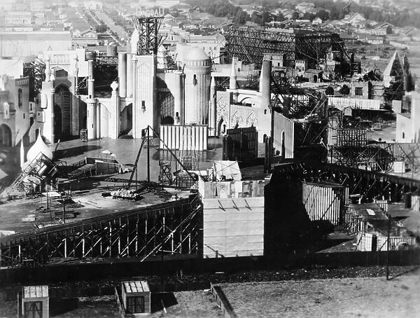 HOLLYWOOD BACK LOTS, 1924. View of sets on back lots of the film studios in Hollywood, c1924