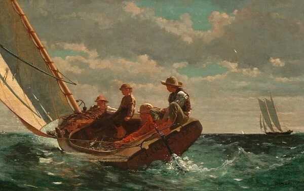 HOMER: BREEZING UP, C1874. Breezing Up (A Fair Wind). Oil on canvas, Winslow Homer