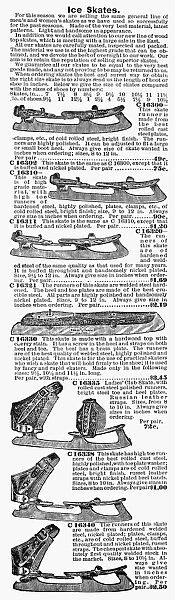 ICE SKATES, 1899. Advertised in the Montgomery Ward catalogue