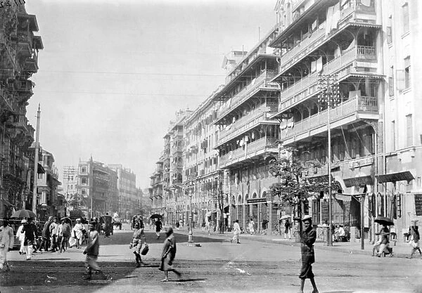 INDIA: BOMBAY. Street in Bombay (now Mumbai), India. Photograph, early 20th century