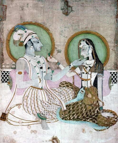 INDIA: COUPLE. A Hindu couple. Indian miniature painting