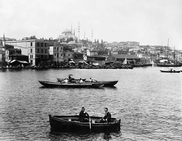 ISTANBUL: GOLDEN HORN. View of the Golden Horn at Istanbul, Turkey, with the Hagia