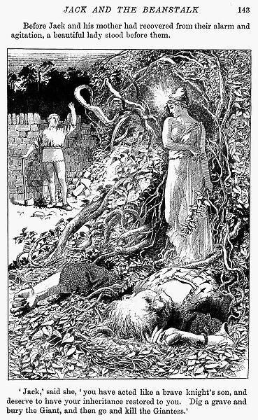 JACK AND THE BEANSTALK. Drawing, 1890, by Lancelot Speed for the traditional English