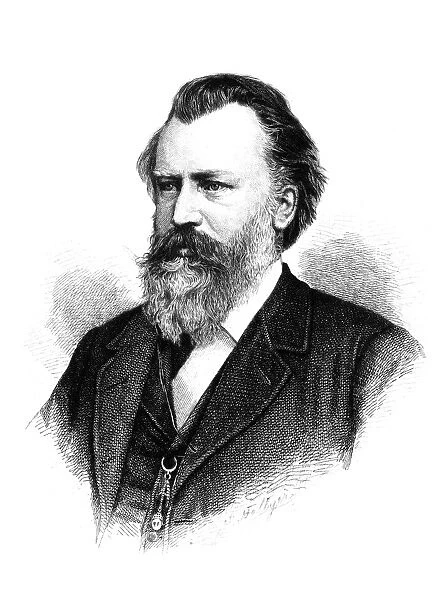 JOHANNES BRAHMS (1833-1897). German composer and pianist. Etching by Samuel Hollyer