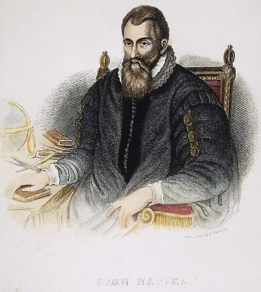 JOHN NAPIER (1550-1617). Scottish mathematician: stipple engraving, 19th century