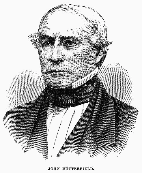JOHN WARREN BUTTERFIELD (1801-1869). American businessman. Wood engraving, American, 1875