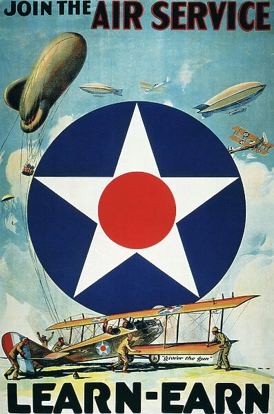 Join the Air Service, Learn-Earn. U. S. Army Air Service recruiting poster, 1918