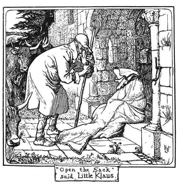 LITTLE CLAUS AND BIG CLAUS. Open the sack, said Little Claus. Drawing by Henry J