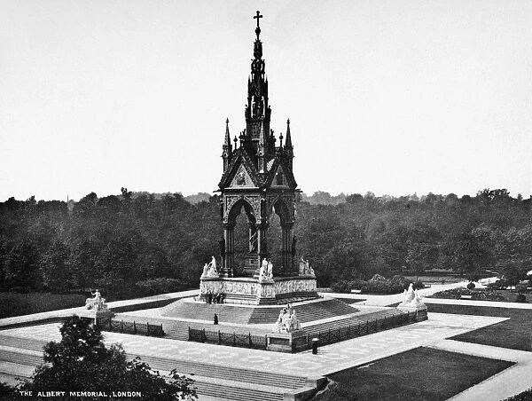 LONDON: ALBERT MEMORIAL. View of the Albert Memorial in Kensington Gardens, London