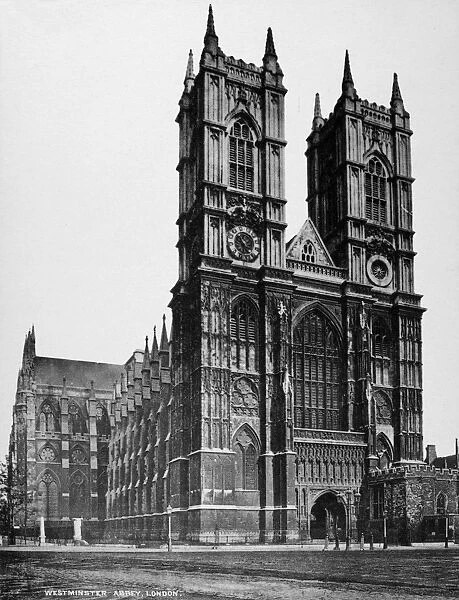 LONDON: WESTMINSTER ABBEY. View of Westminster Abbey, London, England