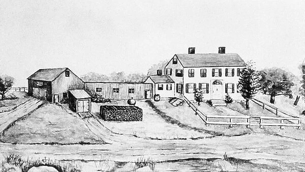 MAINE: FARM, 1897. Hicks Farm near Rockland, Maine. Watercolor on paper signed J