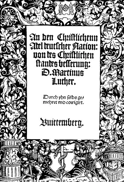 MANIFESTO, 1520. Title page of the second edition of Martin Luthers manifesto