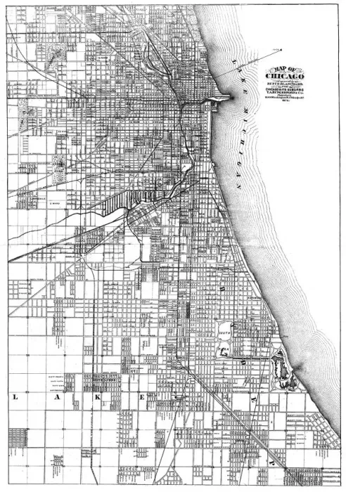 Framed Print : Chicago Print, 1874 Line Engraving Framed Print : Chicago Print, 1874 Line Engraving