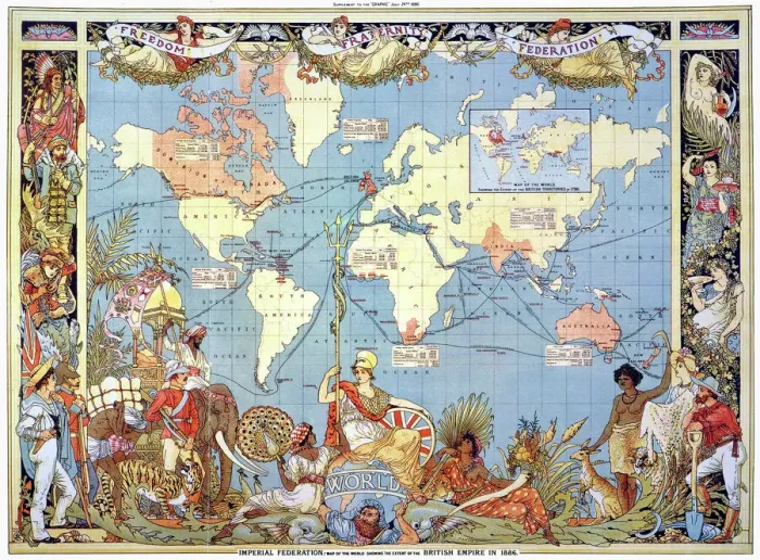 Framed Print : Print of the British Empire Map, 1886 Framed Print : Print of the British Empire Map, 1886