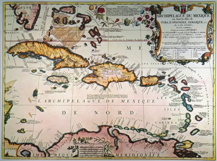 Framed Print : Print of the West Indies Map, 1688 Framed Print : Print of the West Indies Map, 1688