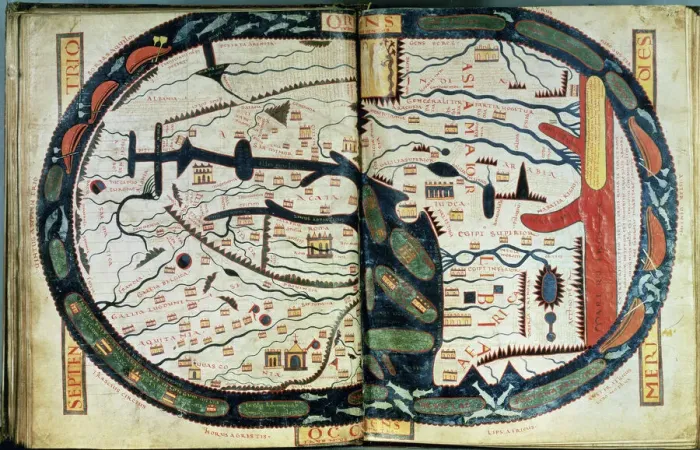 Framed Print : Print of a medieval world map centered on Jerusalem, c1060 Framed Print : Print of a medieval world map centered on Jerusalem, c1060