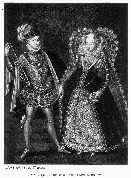 MARY, QUEEN OF SCOTS (1542-1587). With Henry Stewart, Lord Darnley. Mezzotint after R