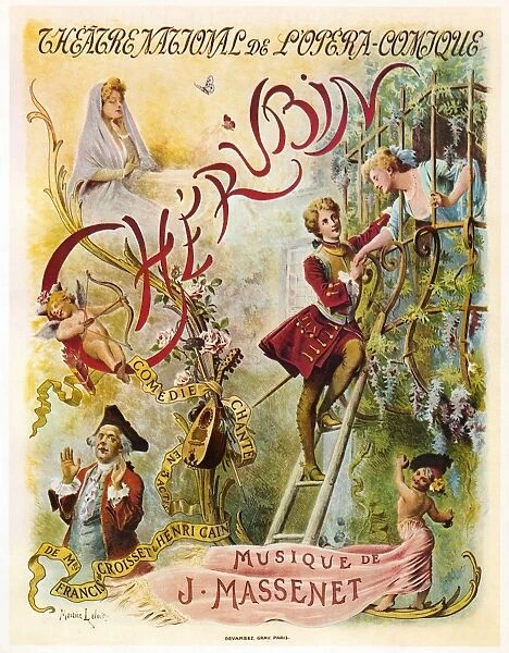 MASSENET: CHERUBIN. French lithograph poster, 1905, for Jules Massenets opera Cherubin