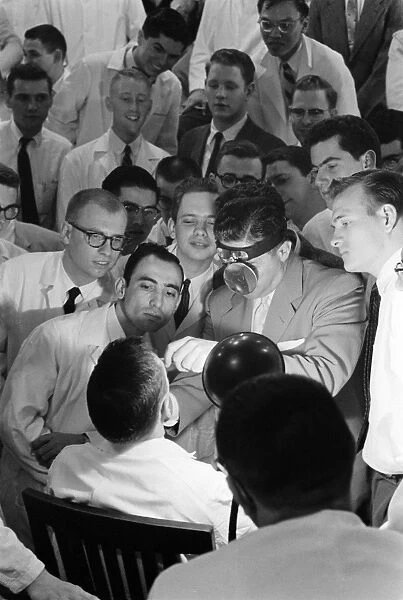 MEDICAL SCHOOL, 1958. Medical students in class at George Washington University