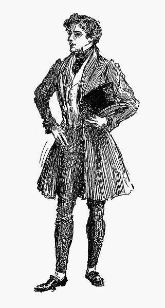 MENs FASHION. A fashionable gentleman of the early 19th century. Drawing, American
