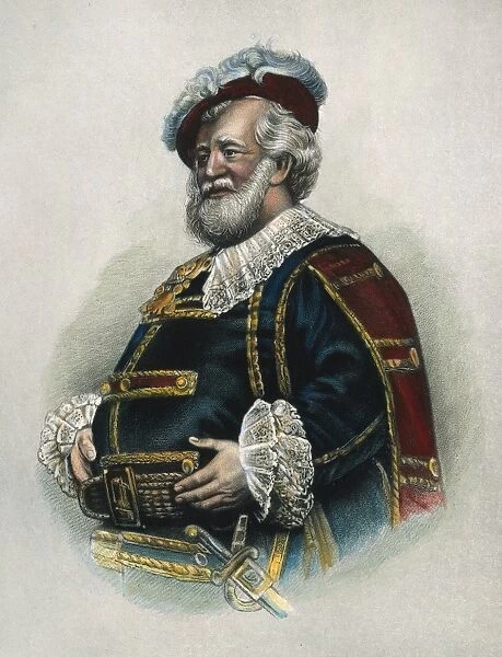 MERRY WIVES OF WINDSOR. The character of Falstaff from William Shakespeares The Merry Wives of Windsor : engraving, 19th century