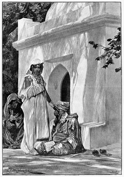 MOROCCO: FORTUNE TELLER. A professional fortune teller in Morocco. Illustration, English, 1893