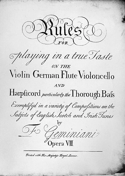 MUSIC INSTRUCTION. Title page of an English music instruction book owned by Thomas Jefferson