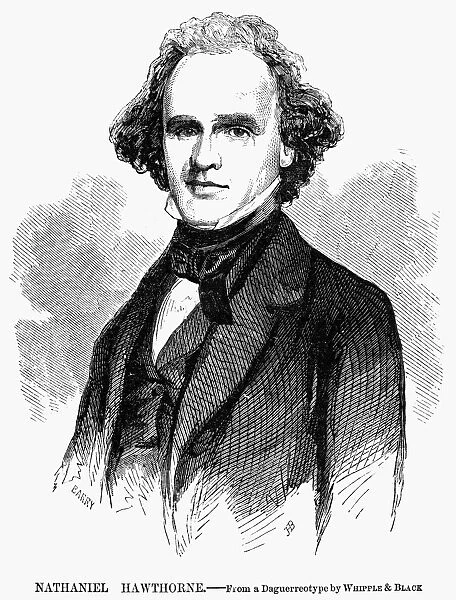 NATHANIEL HAWTHORNE (1804-1864). American writer. Wood engraving after a daguerreotype, 1855
