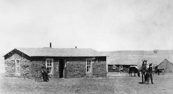 NEBRASKA: HOMESTEAD, c1880. One of the first houses built in Wahoo, Nebraska. Photograph