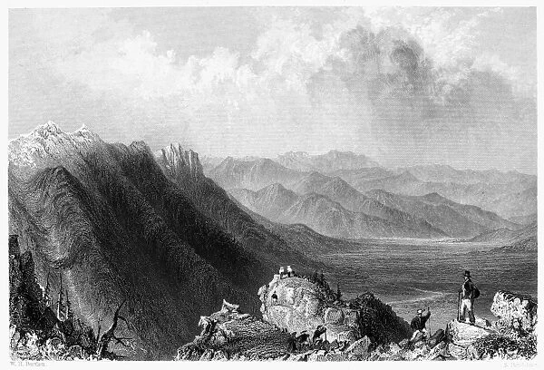 NEW HAMPSHIRE, 1839. View from Mount Washington. Line engraving, English, 1839, after William Henry Bartlett